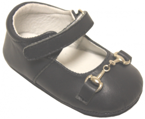 Girls Mocassin Leather w/ Chain- Dark Navy Leather